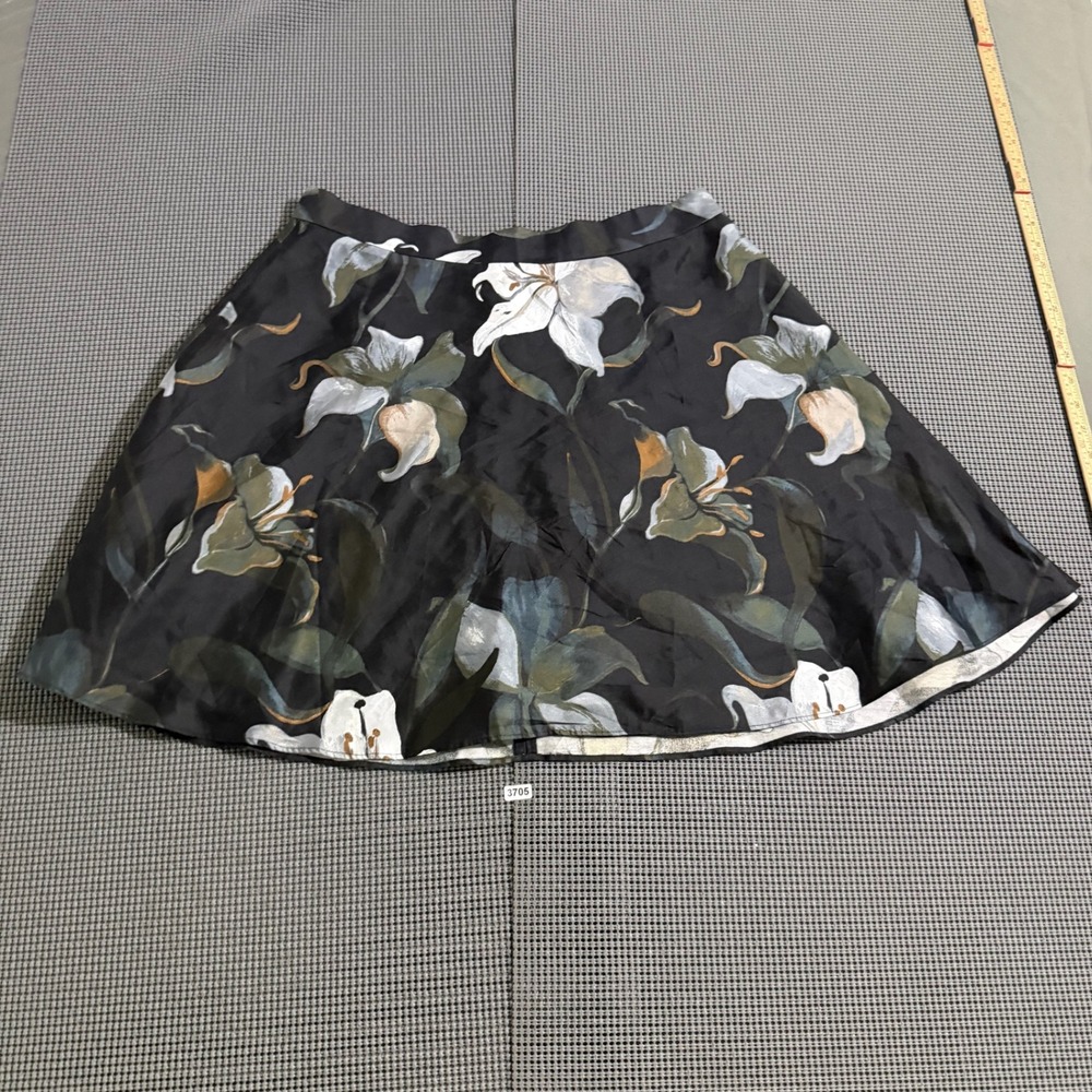 Club Monaco Womens Floral Lily Print A-Line Mini Skirt Black Size 12